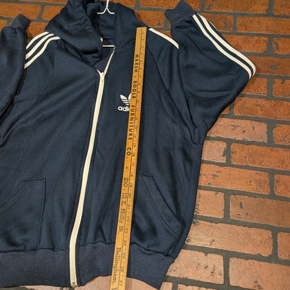 Vintage Adidas Men's L Full-Zip Hoodie - Navy - Picture 9 of 11